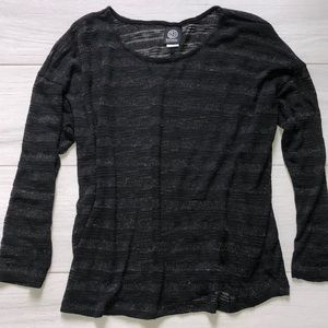 Sheer & Striped Black Long Sleeve